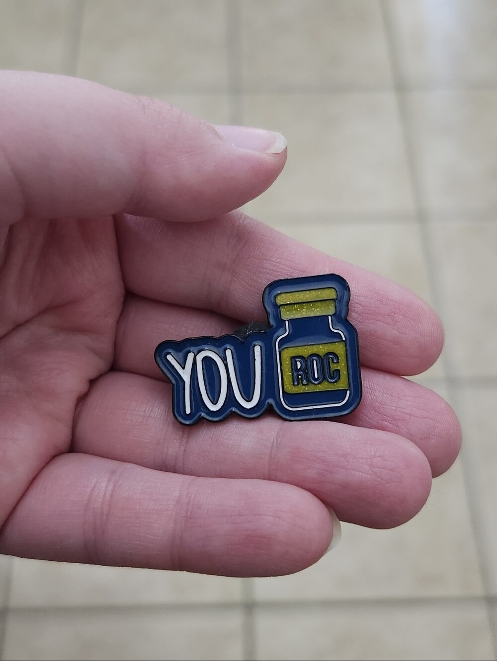 Blue & Yellow 'You Roc' Enamel Pin Accessory